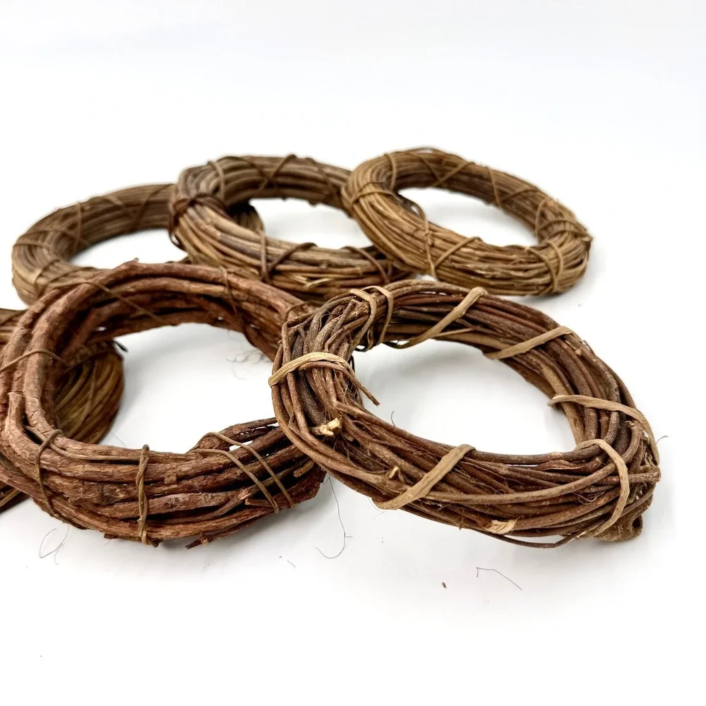 Set of 6‎ Natural Grapevine Napkin Rings Rustic Brown Twig Wreath Table Decor